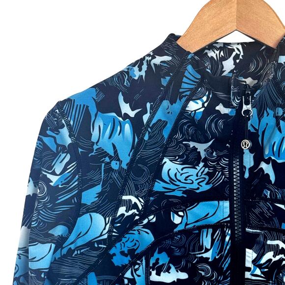 Lululemon Define Jacket Womens Size 8 Black Teal Print Full Zip Athletic - Picture 3 of 13